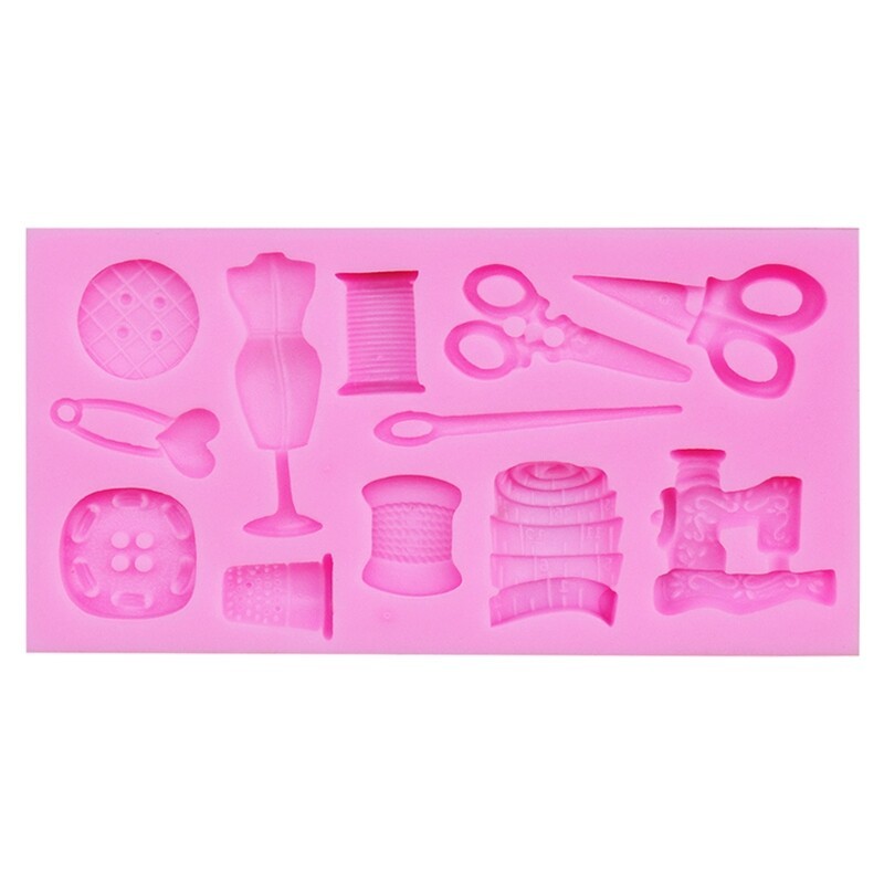 Silicone Button Scissors Shape Fondant Chocolate Moulds DIY Sugar Dessert Decors