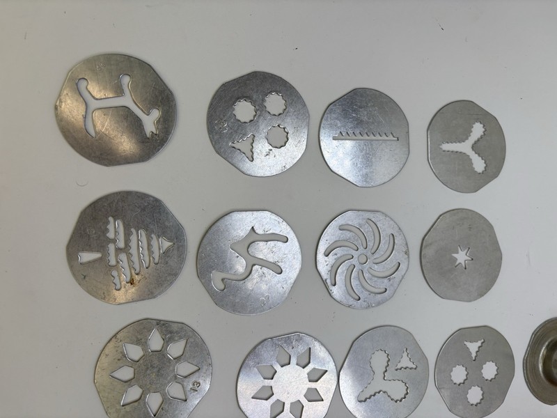 Lot Of 2 Vintage Mirro Aluminum Cookie Press Handle Cooky Spritz 1 Tip 18 Discs gallery