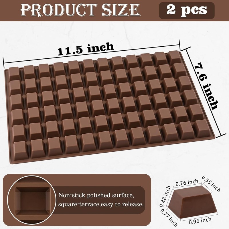 Create 144 Treats with 2 Pack Square Silicone Chocolate Molds - Durable & Safe gallery