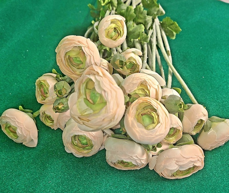 Ranunculus Flowers Artificial 12 Stems 22″ Peach HIGH END VALUE Flower Floral