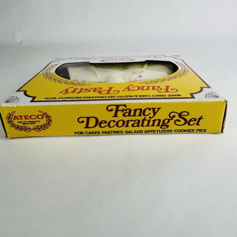 ATECO Fancy Pastry Cake Decorating Set 6pc Basic Designs Vintage USA Made NIB gallery