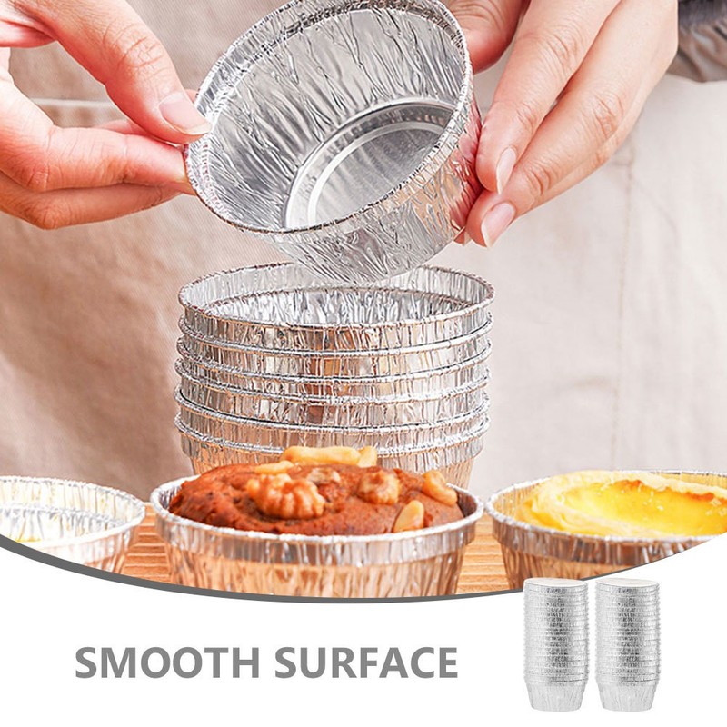 30Pcs Plated Silver Foil Tart Baking Molds and Cupcake Cups for Kitchen Baking gallery