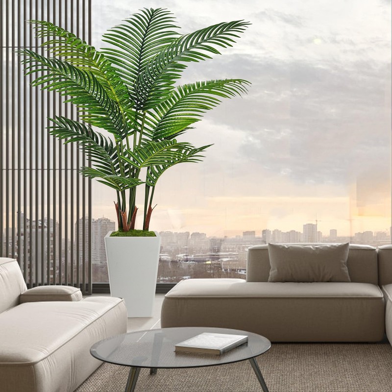 6FT Artificial Palm Tree Indoor Faux Tall with Lifelike Leaves Home Office Decor gallery