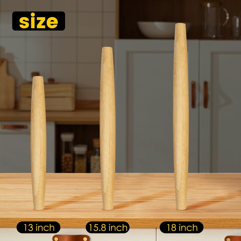 Classic French Rolling Pins Bamboo Wooden Rolling Pin for Baking Pizza Dough ... gallery