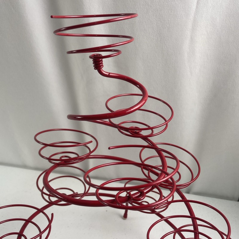 Vintage Red Spiral Wire Cupcake Muffin Stand Display Holder 13 Cupcakes Retro gallery