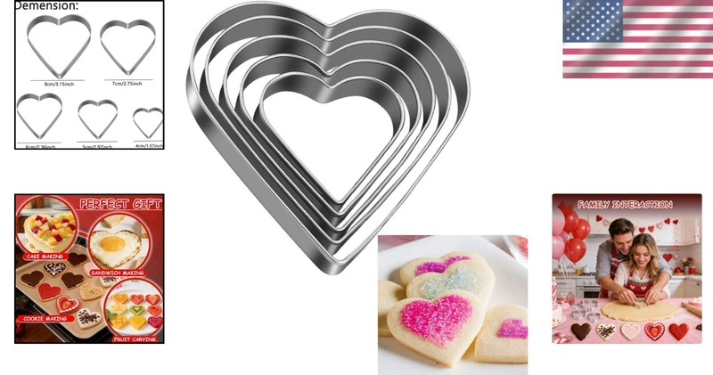 Gorgeous Heart-Shaped Cookie Cutters Set of 5 - Perfect for Kids' Baking Fun gallery