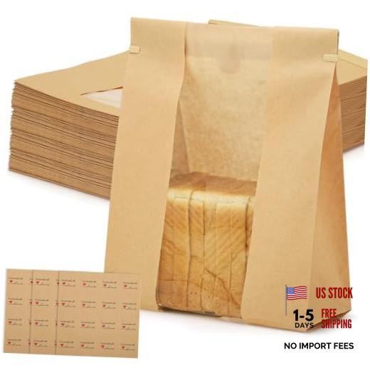 130 Pcs Paper Bread Bags with Window, 16×10.2x5in Sourdough Bread Bags X-Large