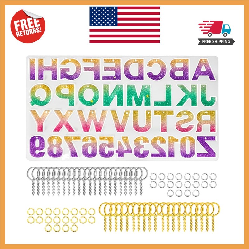 Silicone Alphabet & Number Mold – Complete Keychain Craft Kit Included