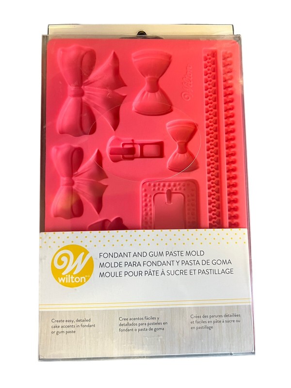 wilton fondant and gum paste mold bows ribbon pink cake accents dishwasher safe