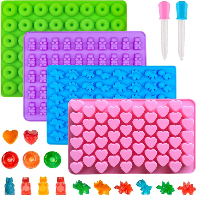 Gummy Bear Candy Molds Silicone, Mini Gummy Molds with 2 Droppers, Food Grade…