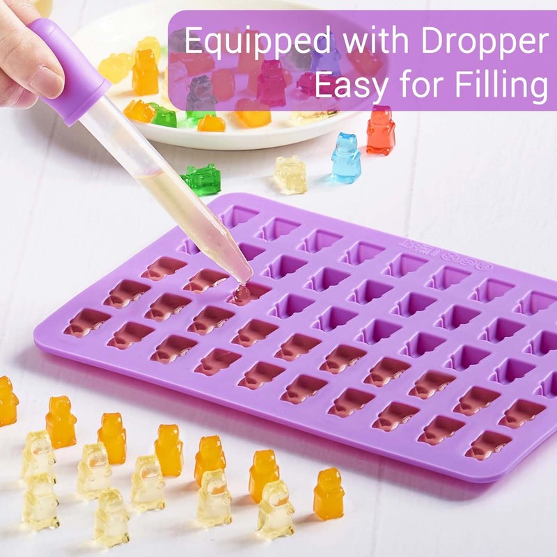 Homemade Gummy Molds Silicone, Set Of 4 Candy Molds, 2 Droppers For Easy Pouring gallery