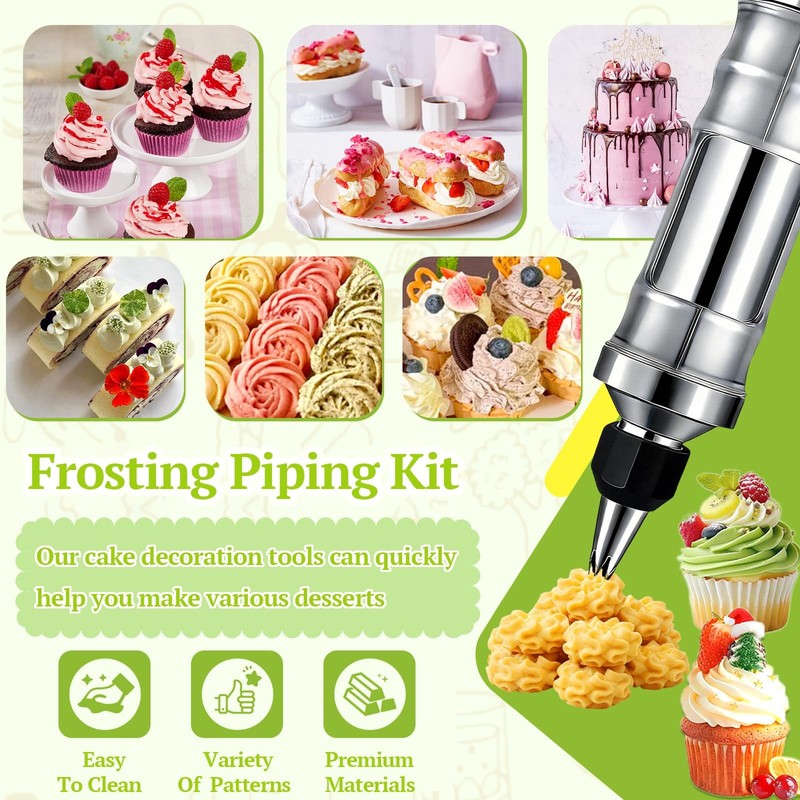 Dessert Decorating Syringe Set, Stainless Steel Frosting Piping Kit with 6 Ic... gallery