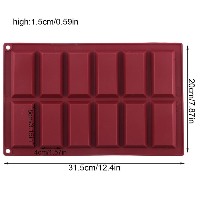Deep Silicone Thick Chocolate Candy Bar Mold 12Cavity NonStick Food Grade gallery