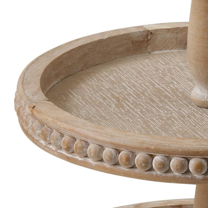 Round Decorative Wood Tray Natural 3-Tier gallery