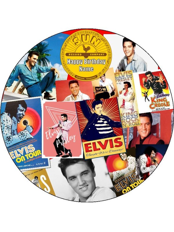 Elvis Presley Cake Topper – Edible Icing - Rock n Roll Cake Decoration - 3 Sizes gallery