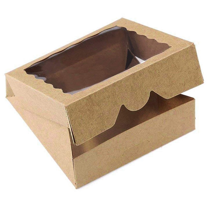 [15pcs] 9inch Kraft Bakery Boxes, Large Pie Boxes with PVC Window Natural Dis…