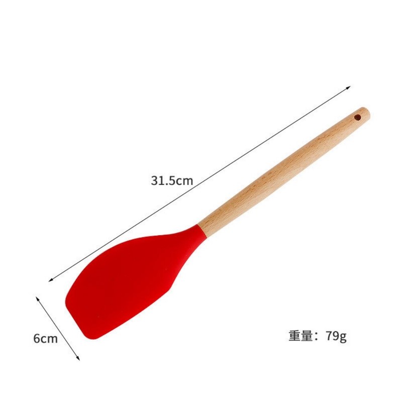 8 Colors Scraper Flour Mixer Baking Butter Silicone Wood Handle Cake Cream gallery