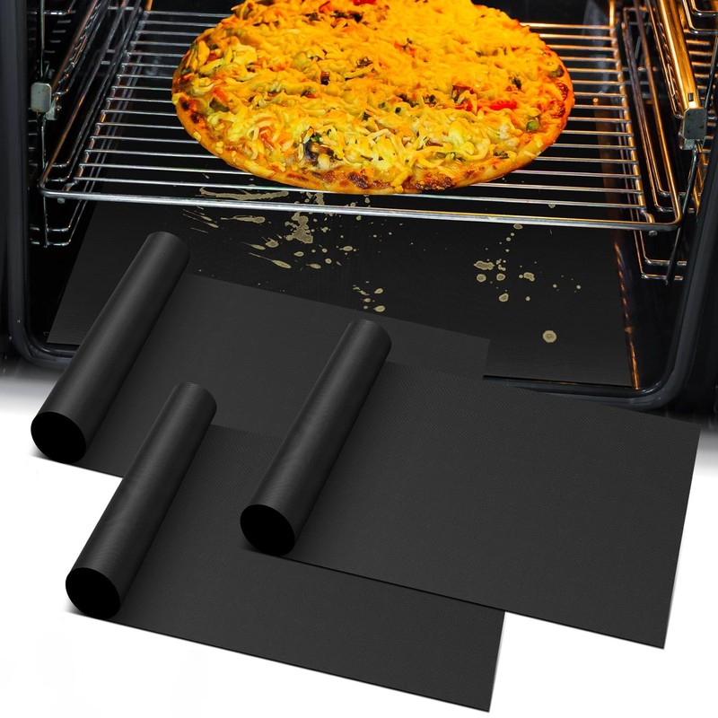 Oven Liners for Bottom of Electric Gas -3Pack 3 Pack-23.6″x15.7″, Black