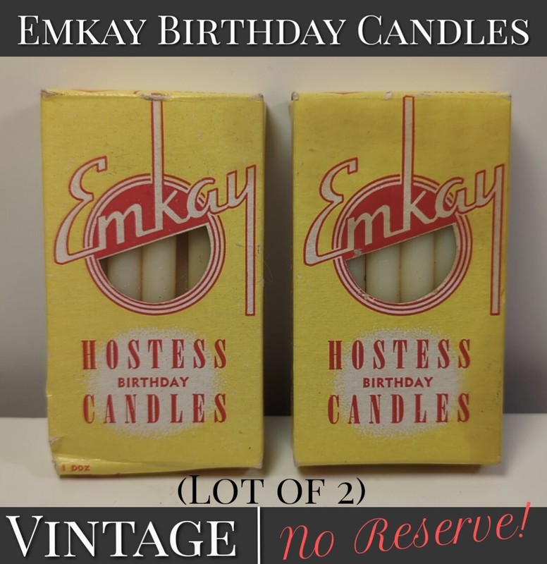✨VINTAGE✨ Birthday Cake White Candles Emkay Hostess Party 2 Boxes of 12 Syracuse