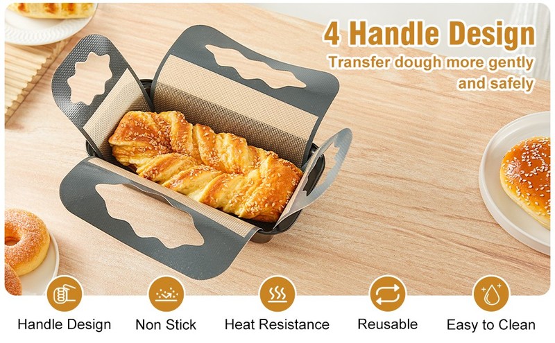 2 Pcs Reusable Silicone Bread Loaf Pan Liner, Food Grade BPA Bread Baking Mat, gallery