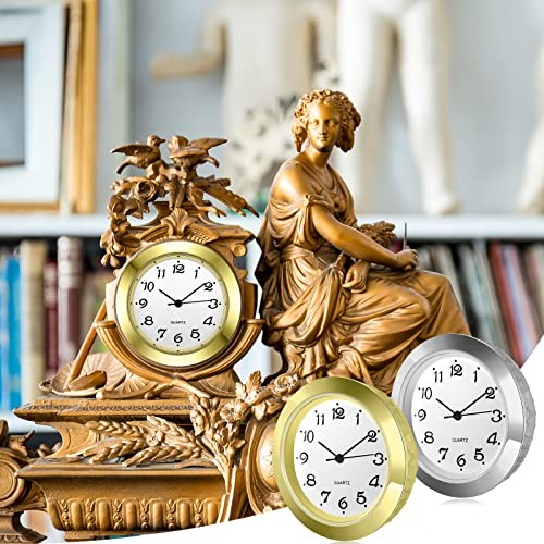 4 Pack 1-7/16 Inch Round Insert Gold Clock Face Metal Wall Silver Mini Clock gallery