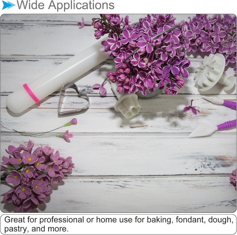 Fondant Roller 13" Non-Stick Dough Roller W/ Guide Rings PP Plastic gallery