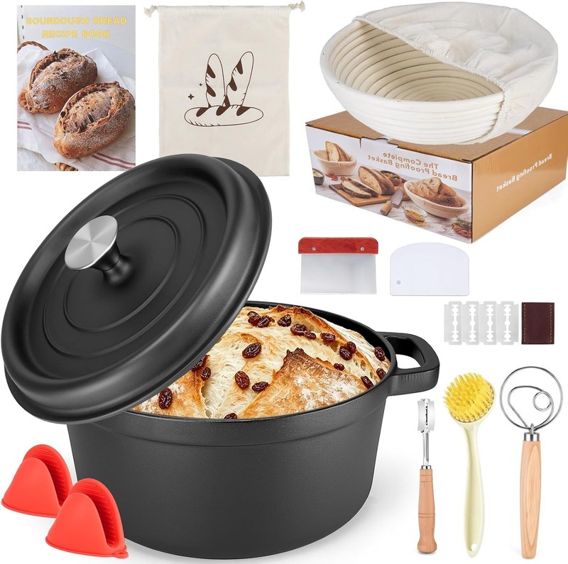 Cast Iron Dutch Oven for Bread Baking 5QT, Sourdough Dutch Oven Pot with