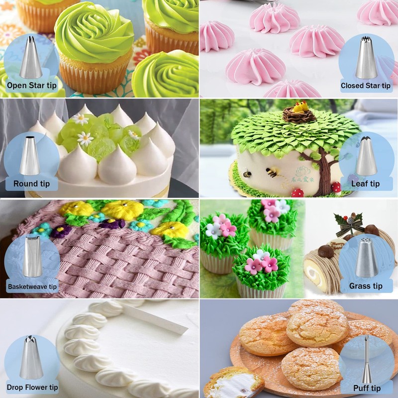 Makmeng Piping Bags and Tips Set - 50Pcs Cake 6.02*4.06*1.5inch, Blue gallery