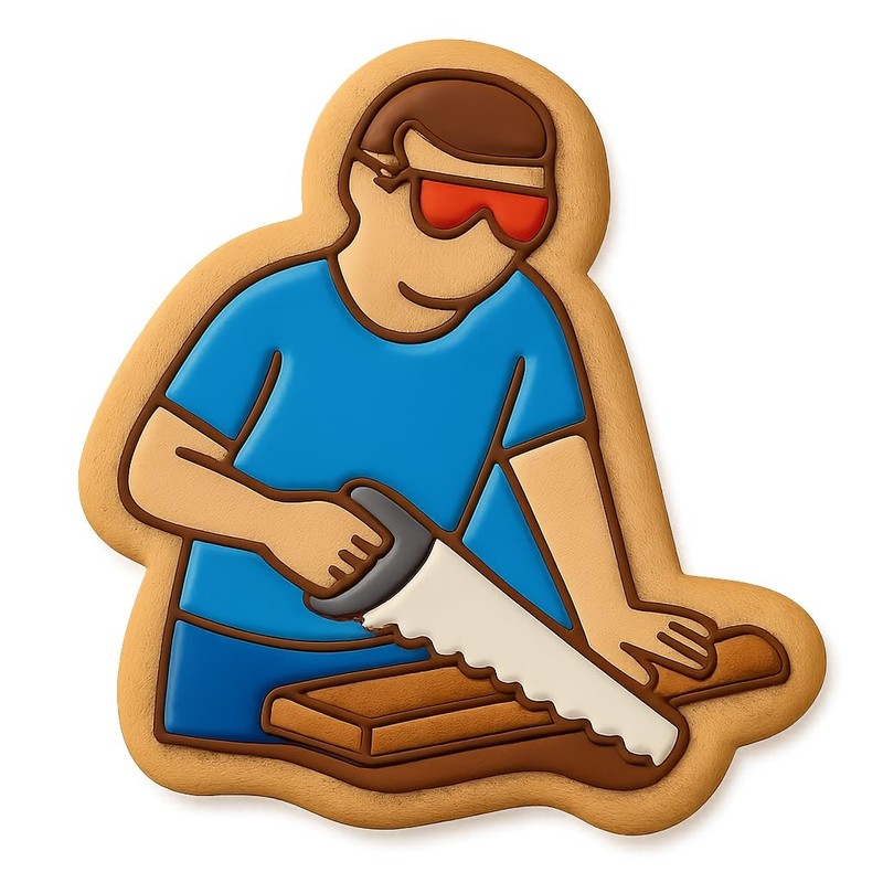 Carpenter with Safety Goggles Cookie Cutter & Stamp, Fondant & Clay Cut - 3.7x4" gallery