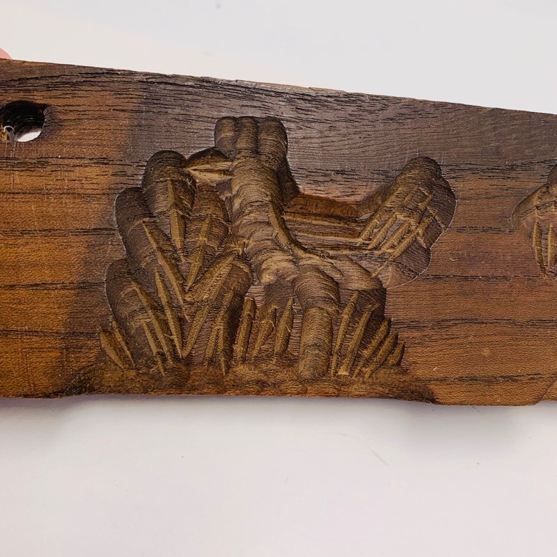 Antique Hand Carved Wood Springerle Cookie Mold Board Primitive goat fox rabbit gallery