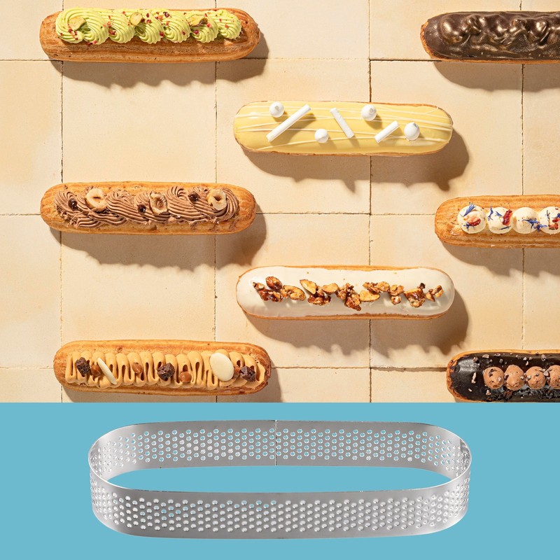 6PCS Oval Tart Stainless Steel Perforated Mold Mousse French Dessert Cake7381 gallery