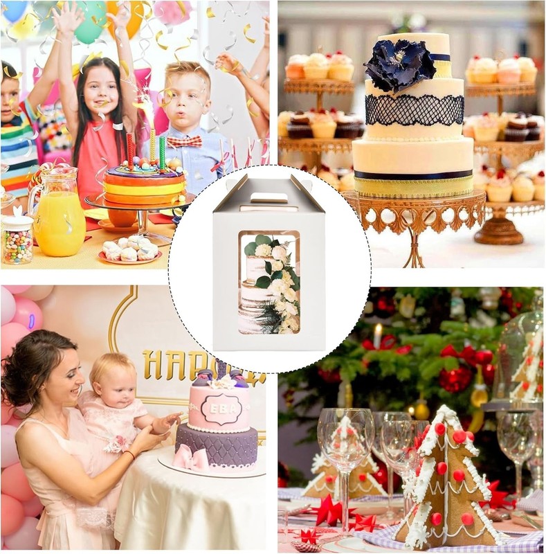 12x12x14 Inch Tall Cake Boxes with windows,10in 12in Tall Cake Carrier, Large... gallery