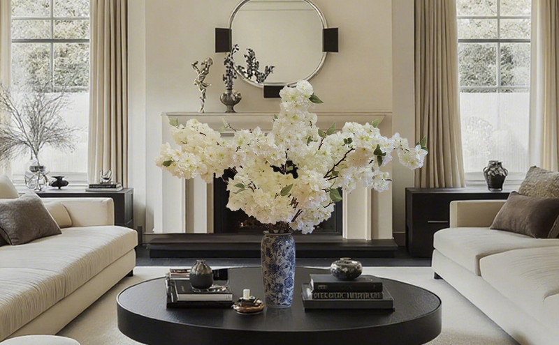 47.2 Inches Cherry Blossom es, 3 Pieces Artificial White gallery