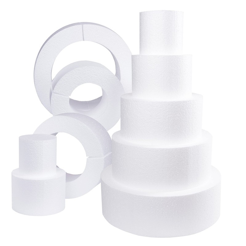 Silverlake 5-Tier Round Cake Dummy Set – Nesting 4″ H x 4,6,8,10 & 12″ Dia Di…