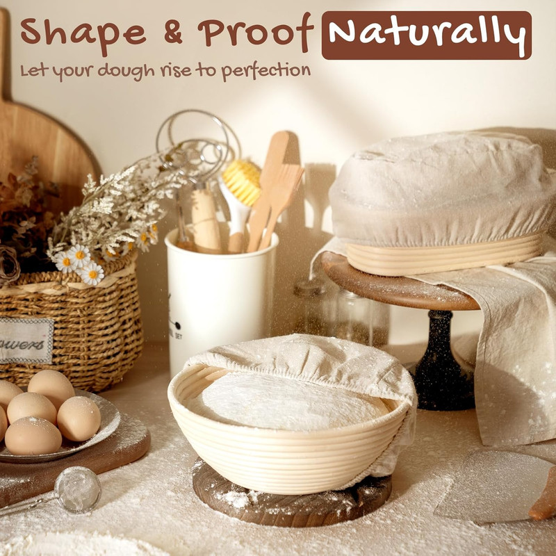 Sourdough Starter Kit with round & Oval Banneton Bread Proofing Basket, Starter gallery