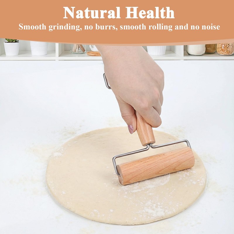 2 Pcs Baking Wooden Rolling Pins Non-Stick Baker Pastry Roller Set T-shape Pi... gallery