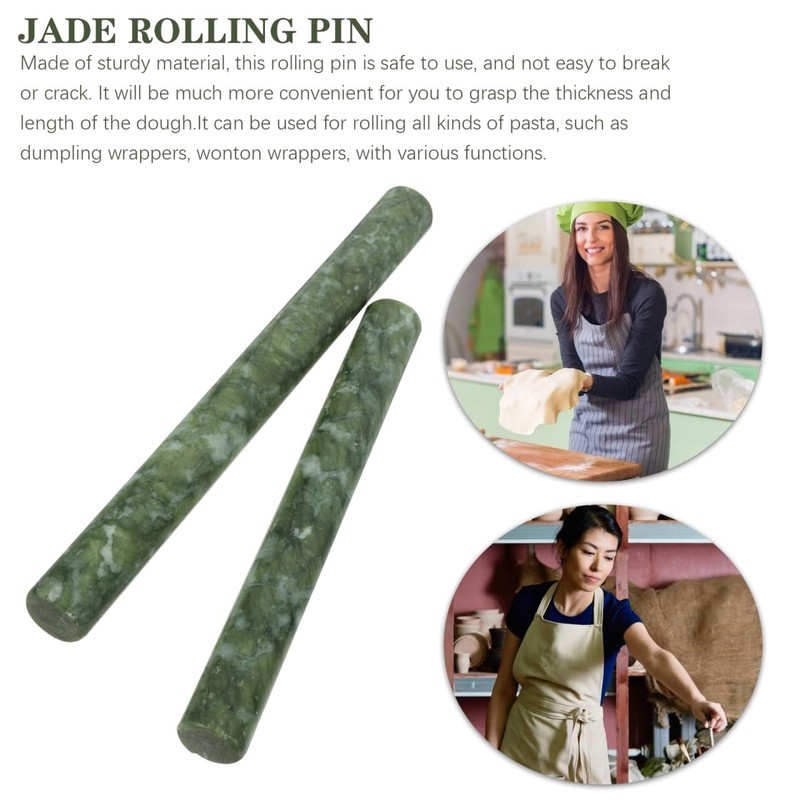 Amosfun Marble Dough Roller 2pcs Chinese Jade Stone 26.00X2.50X2.50CM, Green gallery