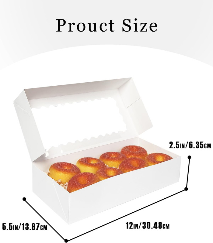Auto-Pop up 12X5.5X2.5 Inch White Cookie Box with Window 30Pcs Pastry Macaron Ba gallery