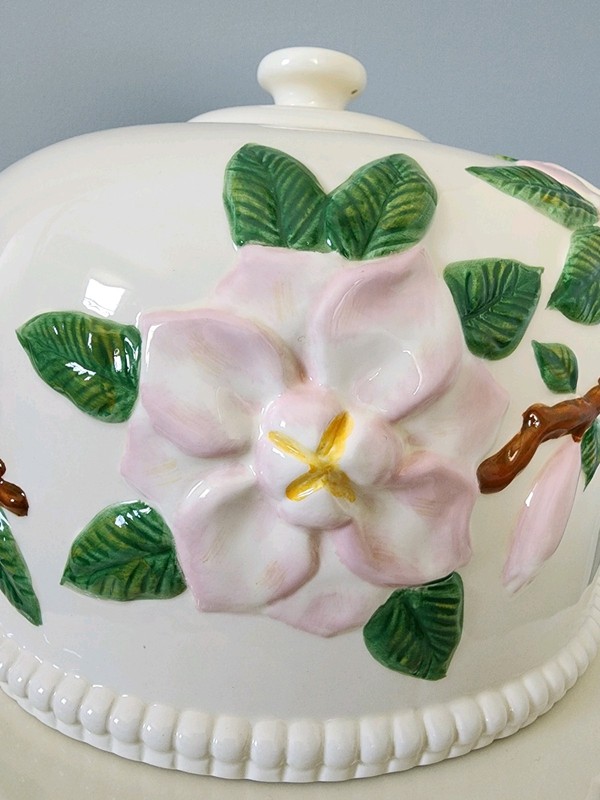 Floral Cake Stand Dome Lid Valerie Cumberland White & Pink Ceramic Cakes gallery
