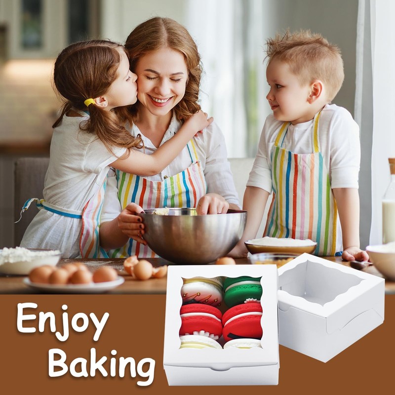 100 Pack Cookie Boxes 4x4x2 Inch Bakery Boxes with window Treat Box Chocolate... gallery
