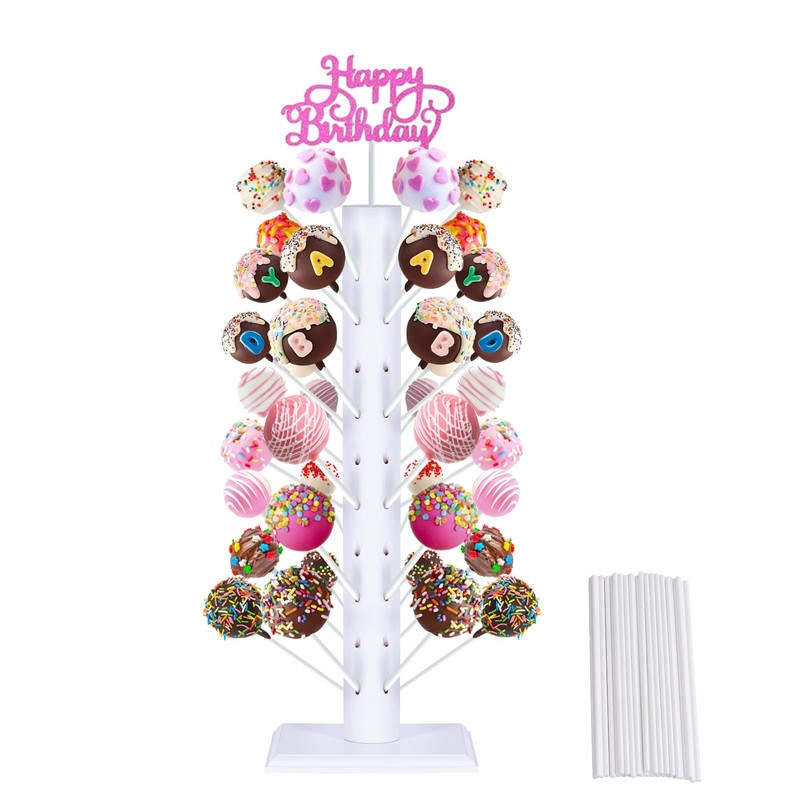 ENASGLOO 1Pcs Wooden Cake Pops Stand 60 Hole Lollipop Tree Holder Candy Table…