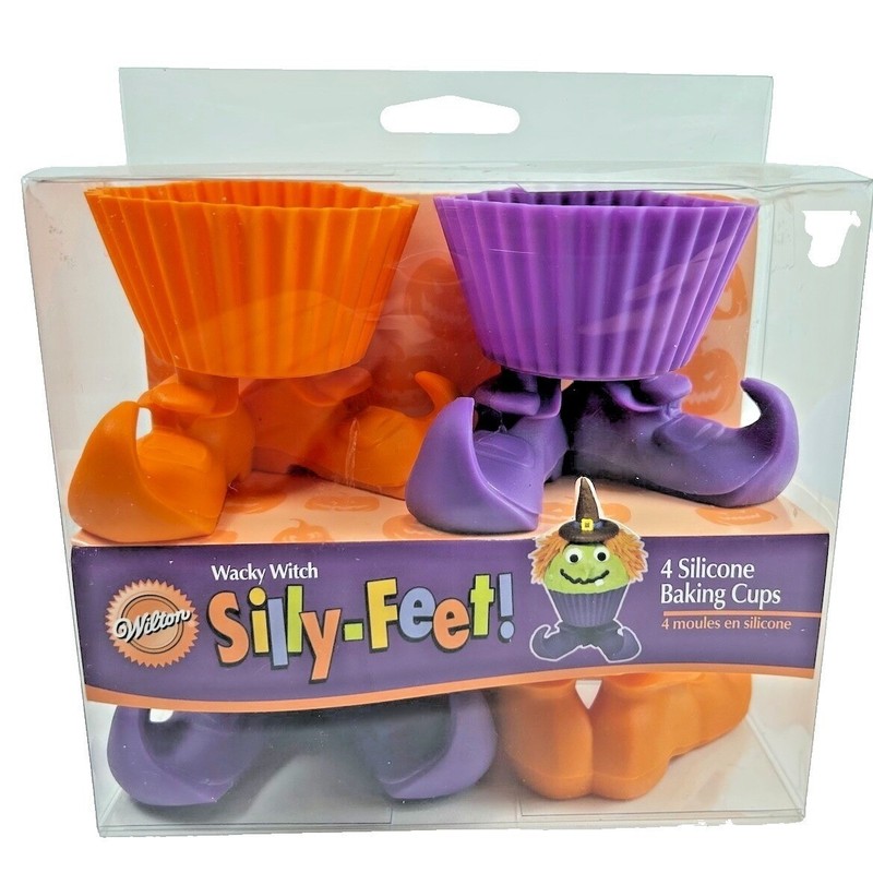 Wilton Wacky Witch Silly Feet Silicone Baking Cups Orange Purple Halloween New gallery