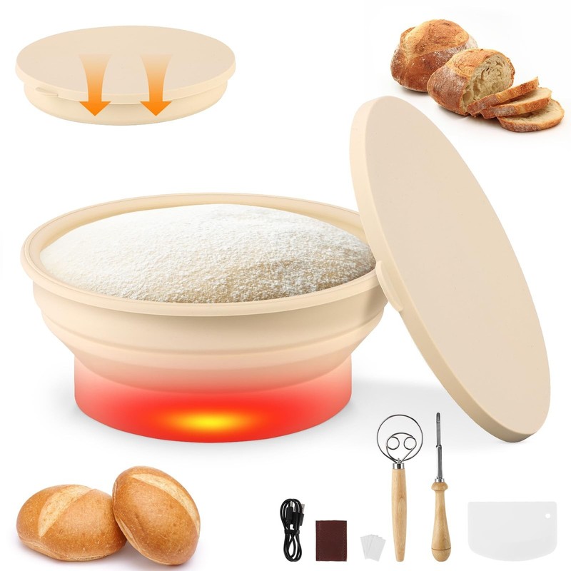Heated Bread Proofing Basket & Sourdough Starter Kit | 8QT Temperature Contro…