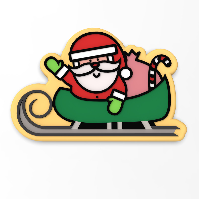 Santa's Sleigh Cookie Cutter & Stamp | Holiday Xmas Christmas Claus Reindeer gallery