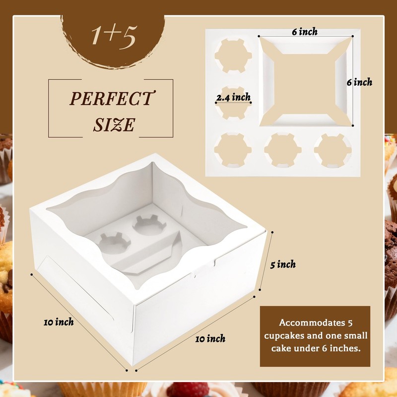 8 Packs Bento Cake with Cupcakes, 1+5 Cupcake Combo with Clear Window,Fit 5 C... gallery