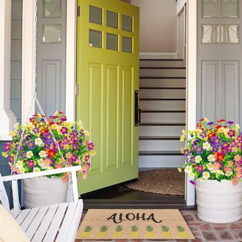 24 Bundles Artificial Silk Flowers for Outdoors, Fake Plants Faux Multi Color gallery