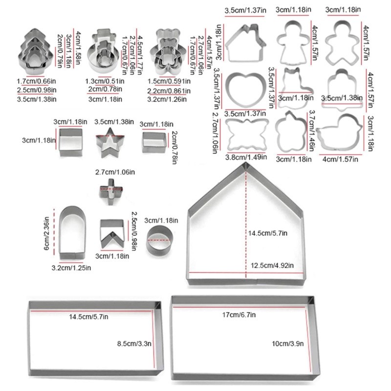 28pcs Stainless Steel Cookie Cutters Gingerbreads House Biscuit Baking Molds gallery