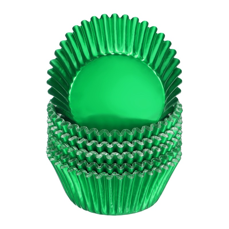 100 Count Green Foil Muffins Cupcake Liners Standard Size Baking Cups