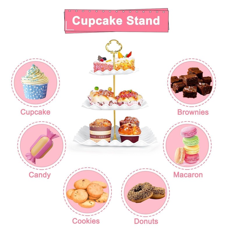 5 Pcs Dessert Table Display Set - 2 Pcs 3-Tier Dessert Display Stands & 3 Pcs... gallery
