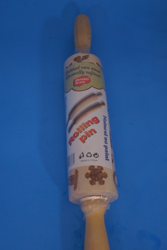 Environmental Health Rolling Pin Natural Wood Scandinavian Christmas Embossed